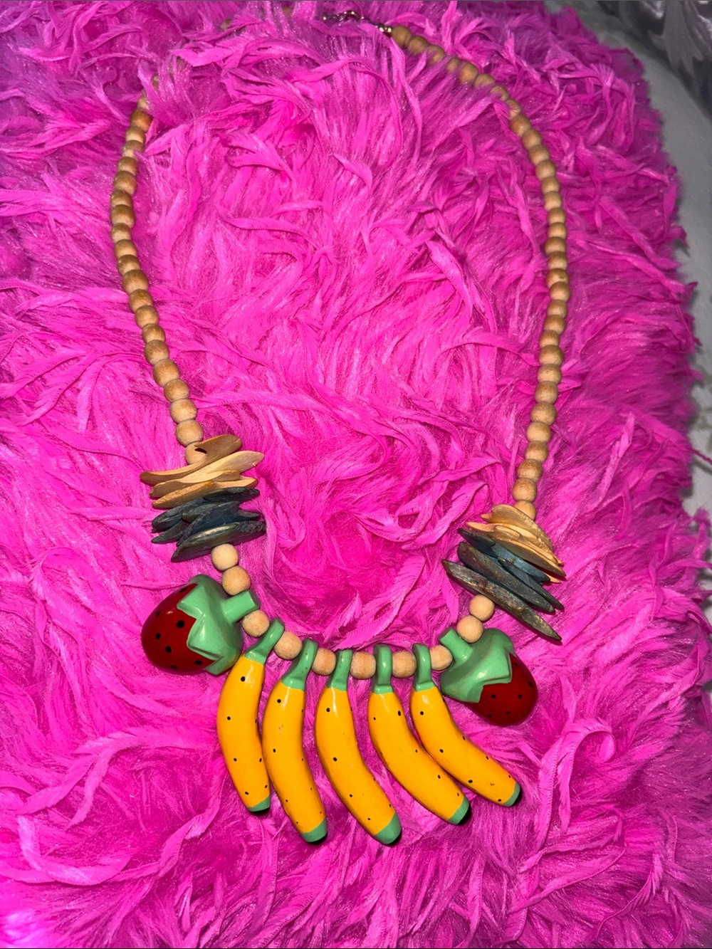Vintage Large Banana and Fruit Bead Necklace
